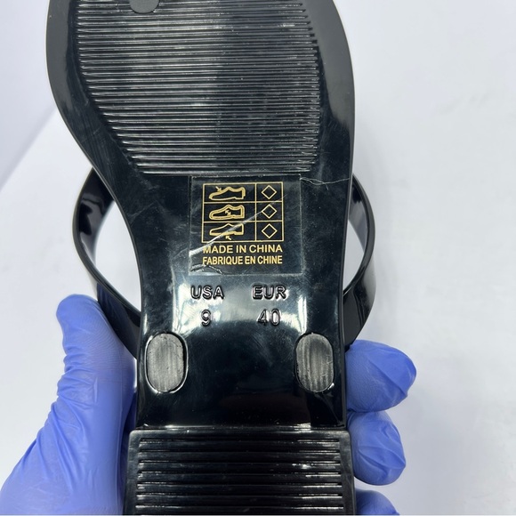 Jeffrey Campbell Fleuris Jelly Flip Flop Black Floral Thong Sandle Size 9 NWOT - Picture 6 of 6